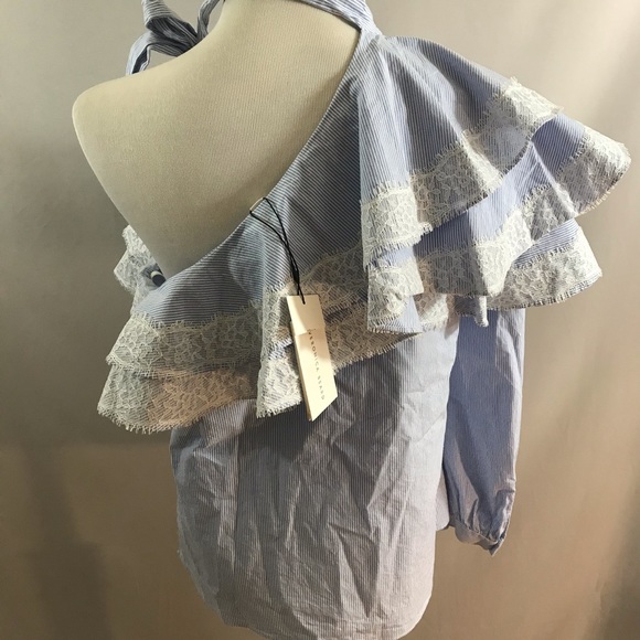 SOLD Veronica Beard Ruffle One-Shoulder Blouse - Picture 5 of 6